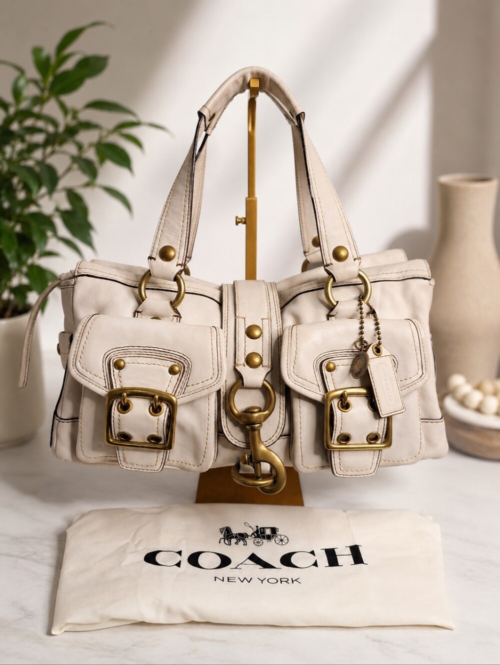 Coach Legacy Mandy Satchel 10330 White Leather Vintage 2006 65th Anniversary